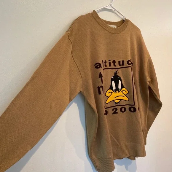 VTG JC De Castlebajac Sweater Mens M Tan Daffy Duck Altitutde To 2000 Italy M
